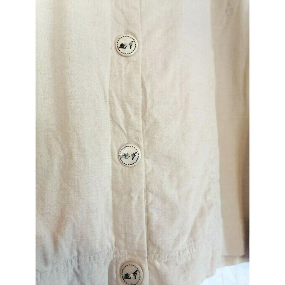Natalie & Me Linen Cream Button-up Shirt Blouse Top High Heels/Shoes SZ large - Picture 5 of 11